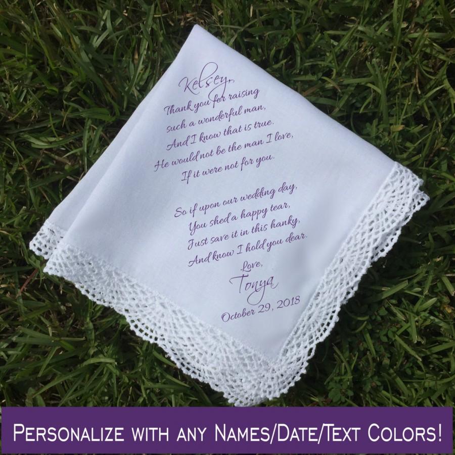 Wedding - Mother of the groom Gift, mother of the Bride handkerchief, mother of bride gift, mother of groom Wedding gift, PRINTED handkerchief (H 025)