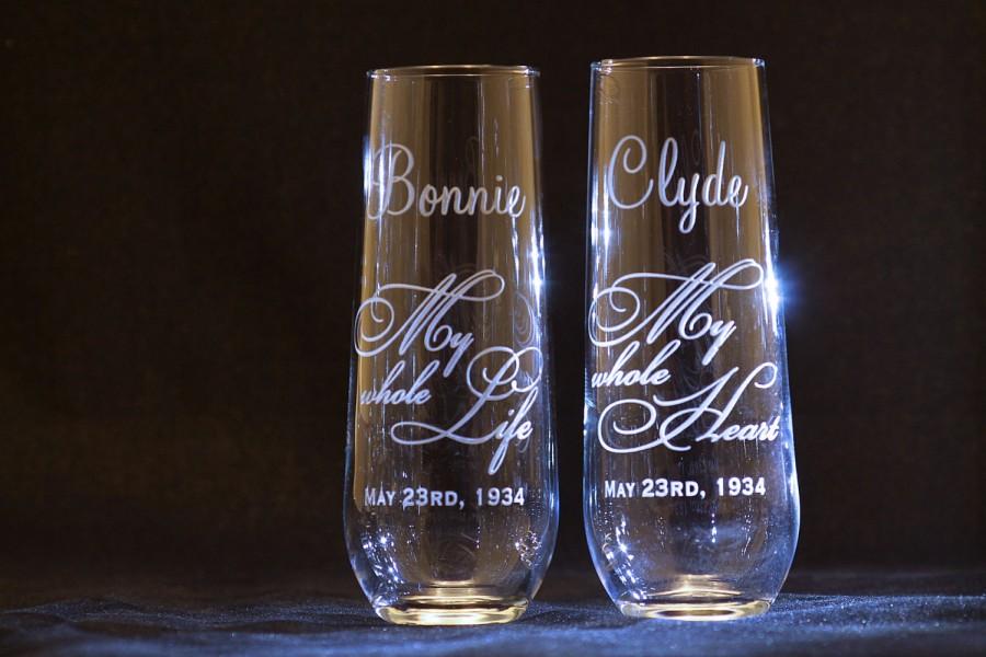 Mariage - Personalized Stemless Wedding Toasting Flutes