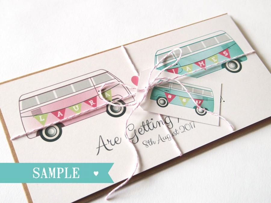 Hochzeit - Camper Wedding Invitation Cute Bus Van SAMPLE
