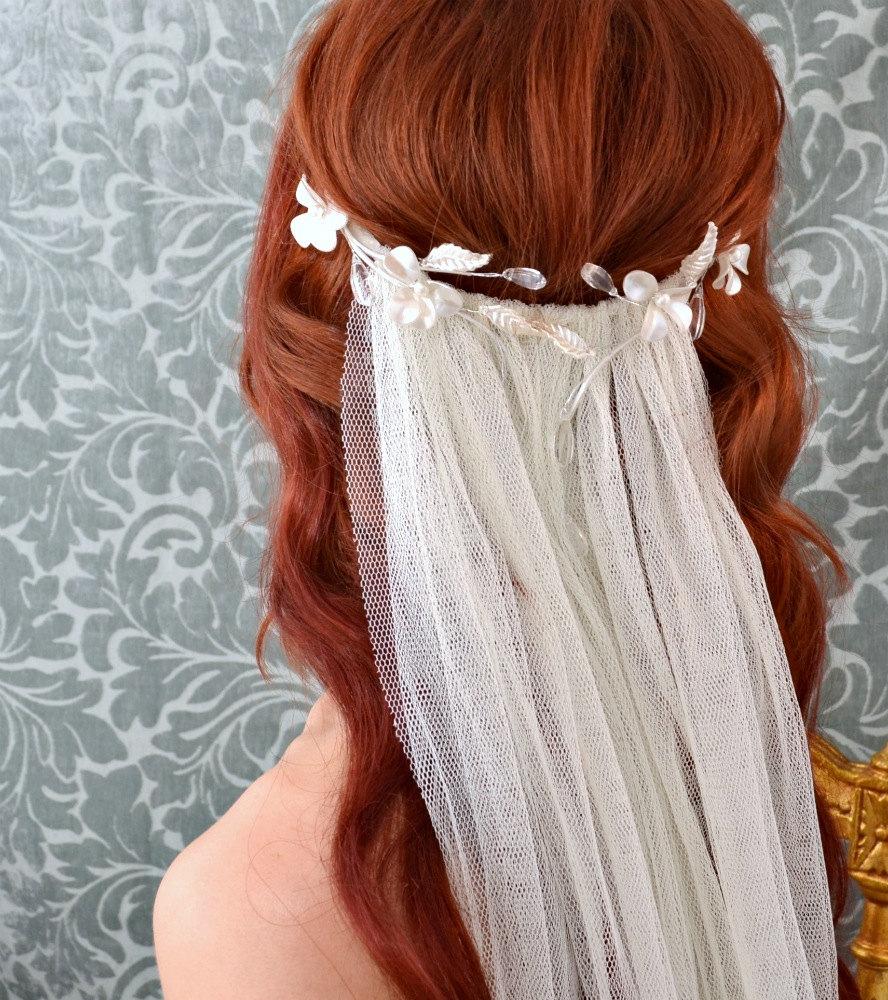 زفاف - Wedding veil, ivory crystal bridal head piece, bridal veil, wedding accessories