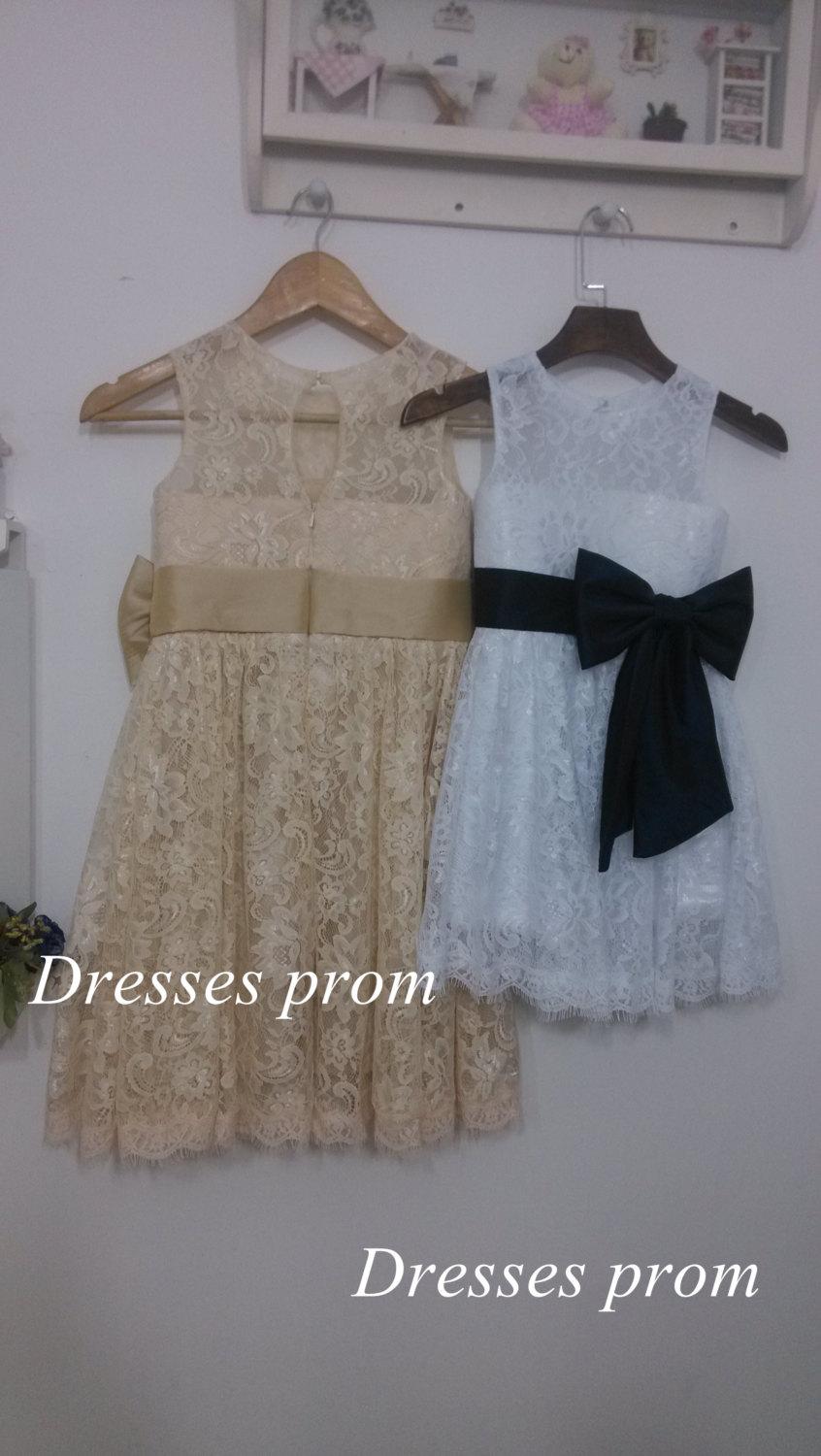 زفاف - On sale!!! Custom lace flower girl dress wedding flower girl dress wedding girl dress lace flower girl dresses with sash/bow