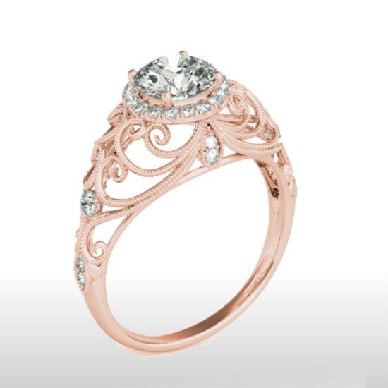 Wedding - Forever One Moissanite Engagement Ring 14k Rose Gold - Moissanite Engagement Ring 14k Pink Gold - Engagement Rings for Women