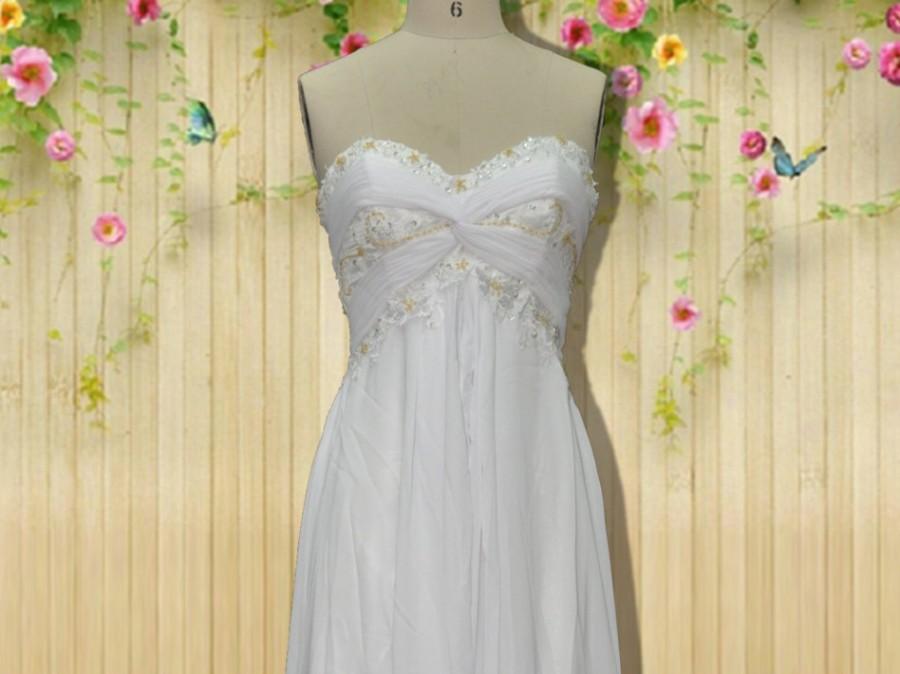 زفاف - White chiffon prom dress,beach prom dress,beach bridesmaid dress,beach wedding dress, custom for buyer C5602
