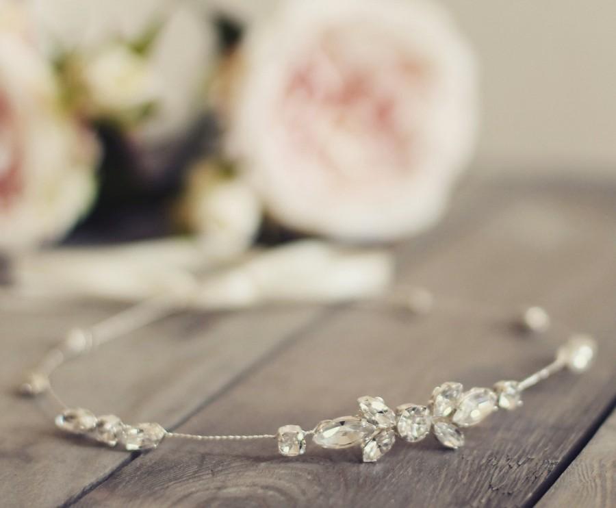 زفاف - Bridal headpiece, bridal halo, boho crown, vintage wedding, Swarovski crystal tiara, hair vine, simple wedding wreath, forehead, boho bride