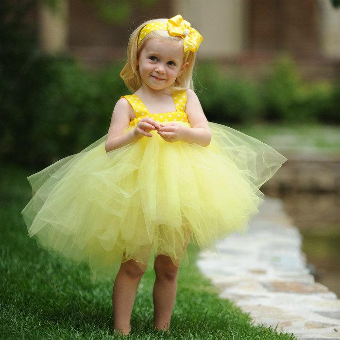 Свадьба - Yellow Tulle Flower Girl Dress Wedding Flower Girl Dresses for Toddlers Girls Tulle Dress Flower Girl Tutu Toddler Flower Girl Dress Tutu