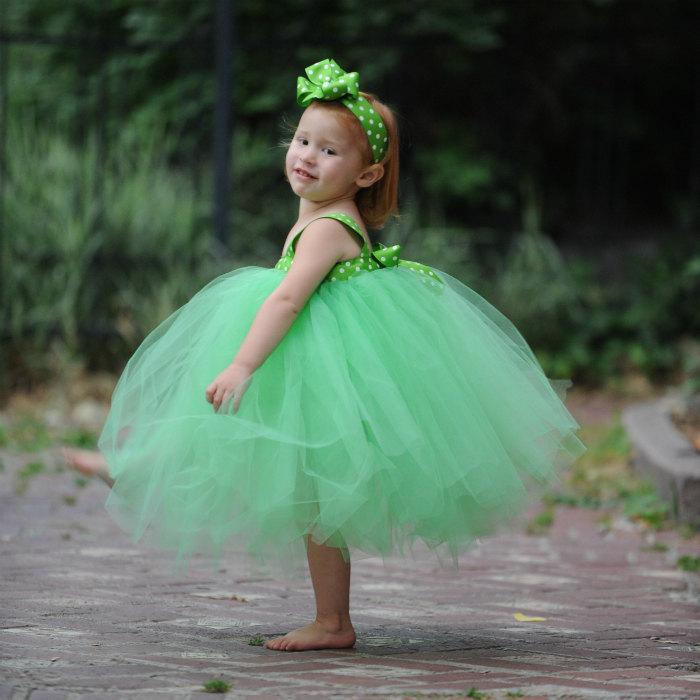 Свадьба - Green Dot Tulle Flower Girl Dress Wedding Flower Girl Dresses for Toddlers Girls Tulle Dress Flower Girl Tutu Toddler Flower Girl Dress Tutu