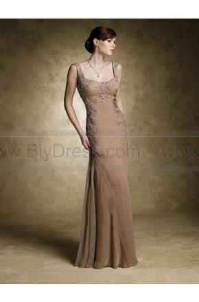 Mariage - Sheath/Column Scoop Champagne Applique Chiffon Sleeveless Floor-length Mother of the Bride Dress