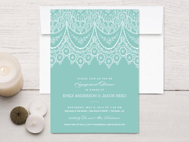 Wedding - Lace Engagement Party Invitations, Scallop Lace