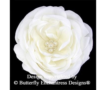 زفاف - Pearl Crystal Cluster Ivory Gracie English Rose Bridal Hair Flower Clip