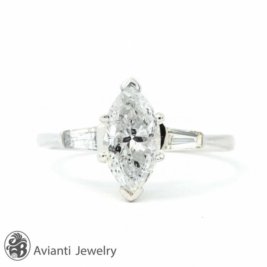 Mariage - Engagement Ring, Marquise cut, Baguette Cut, Diamond Ring 