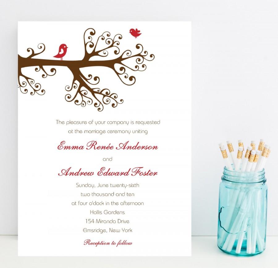 Hochzeit - Lovebird Wedding Invitation - Cute, Romantic Wedding
