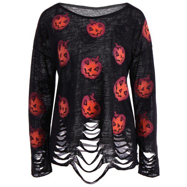 Mariage - Pumpkin Ripped Halloween Knitwear