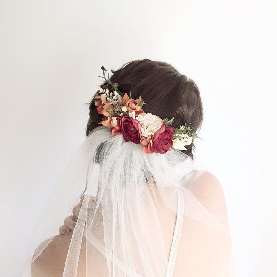 Wedding - Bridal Floral Comb- Bridal Headpiece- Flower Crown- Back Comb Flower Comb