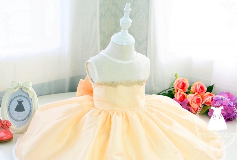 زفاف - Fancy Yellow Sashless Toddler Pageant Dress, Flower Girl Dress Tutu, Birthday Dress Baby,PD042-2