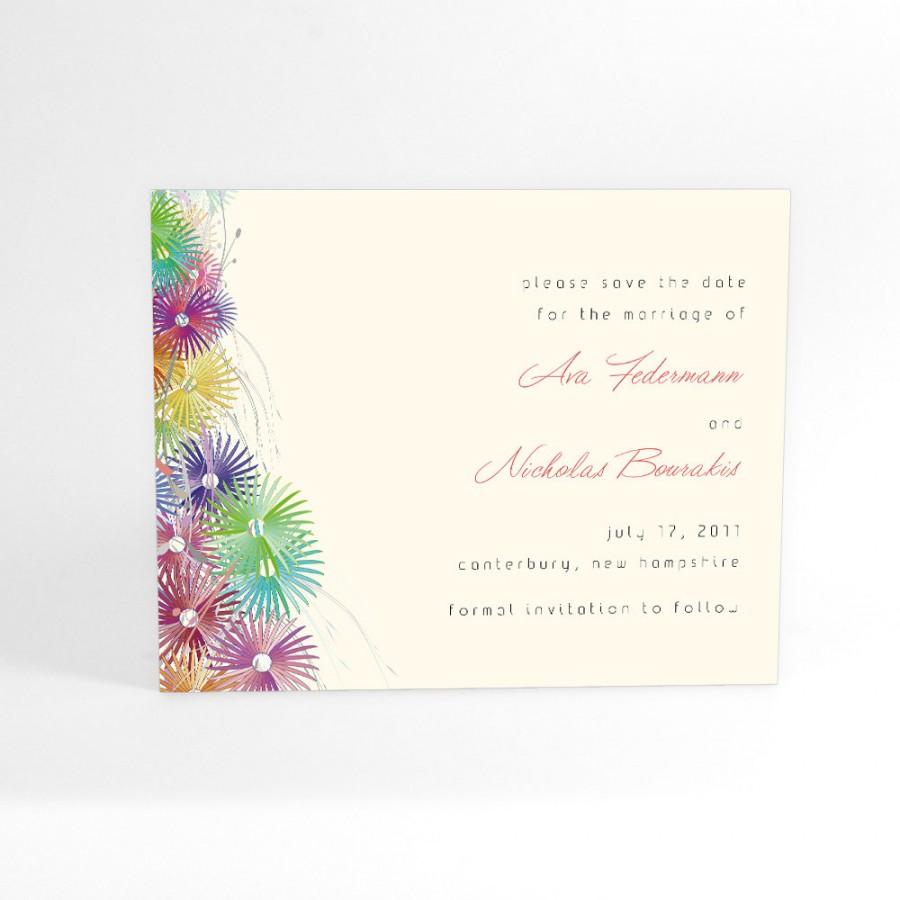 Свадьба - Spring or summer Save the Date flowery wedding announcement perfect for a garden wedding with colorful flowers, personalized, floral