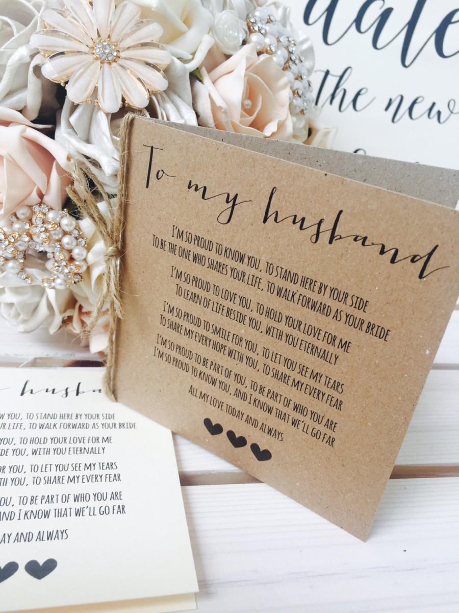Mariage - Vintage/Rustic 'To My Husband' Wedding Day Poem Card-show him our special he is!