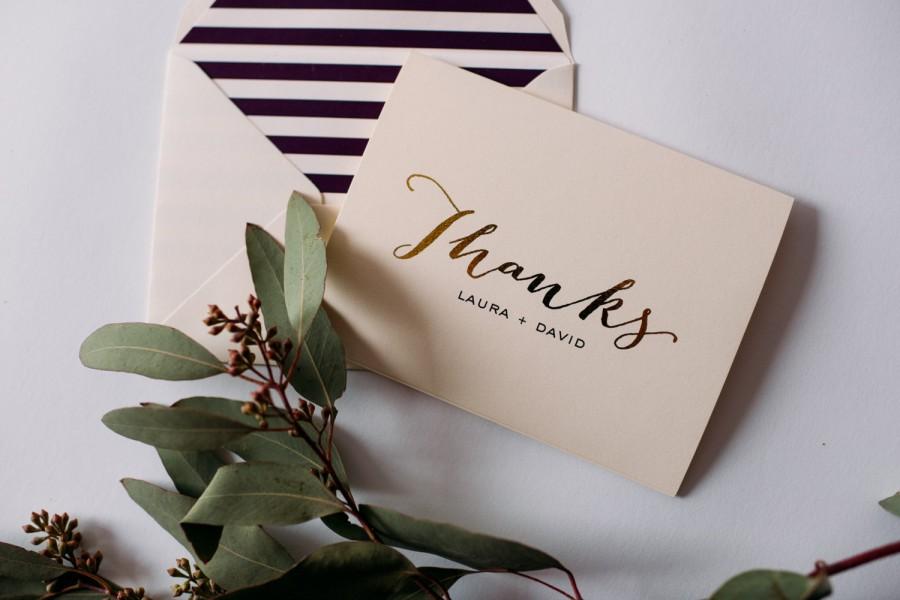زفاف - gold foil personalized  thank you cards +  lined envelopes (set of 10) // lola louie paperie