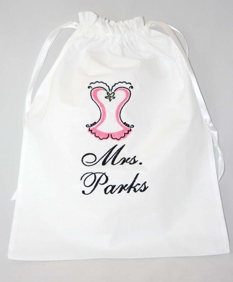 Hochzeit - Personalized Bridal Shower Lingerie Bag monogrammed with Mrs. & Last Name - Perfect Bridal Shower Gift or Bridesmaids Gifts