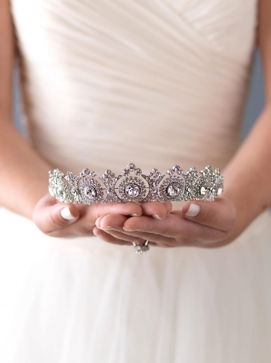 Mariage - Vintage Bridal Tiara, Bridal Hair Accessory, Royal Bridal Crown, Rhinestone Wedding Crown, Antique Wedding Tiara, Bridal Headpiece ~TI-3286