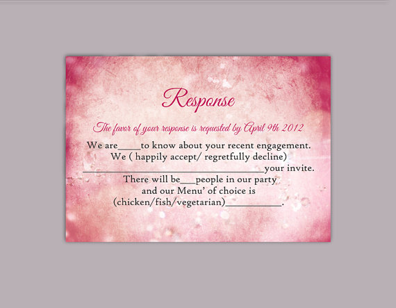 Mariage - DIY Wedding RSVP Template Editable Word File Instant Download Rustic Rsvp Template Printable RSVP Cards Pink Rsvp Card Red Rsvp Template