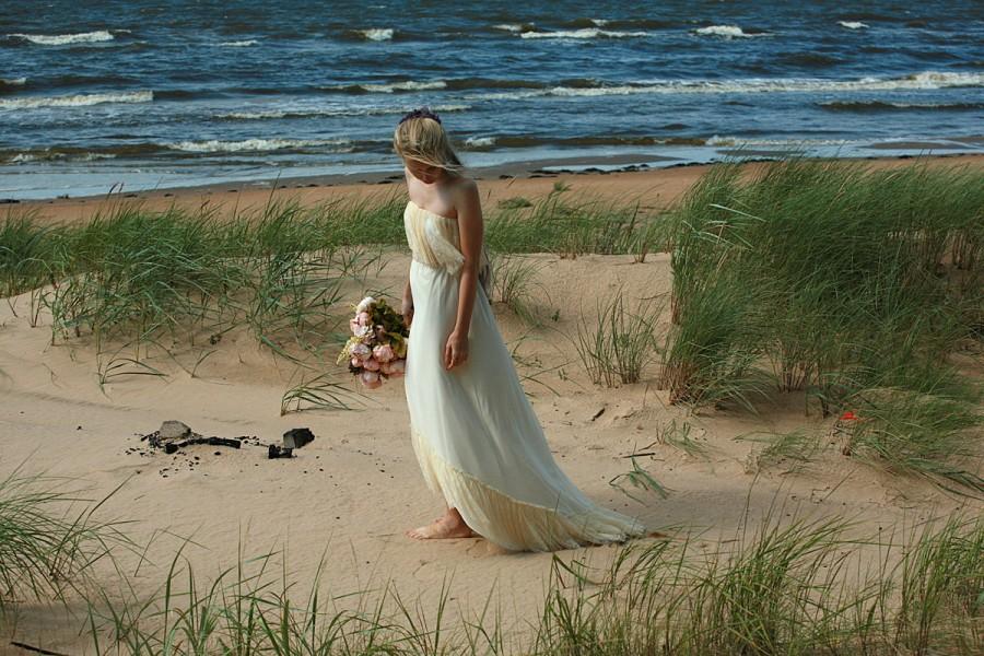 زفاف - Cream tulle and lace strapless bridal gown, maternity wedding dress- made by your measurments