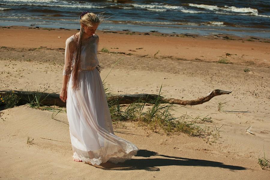 زفاف - Dusty pink,caramel tulle and lace bridal gown,wedding dress - made by your measurmentsRESERVED FOR adarrouzetnardi