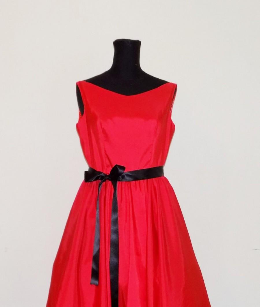زفاف - Evening dress, Silk shantung dress, dress, dress with tulle underskirt, elegant dress red, SHIPPING ITALY