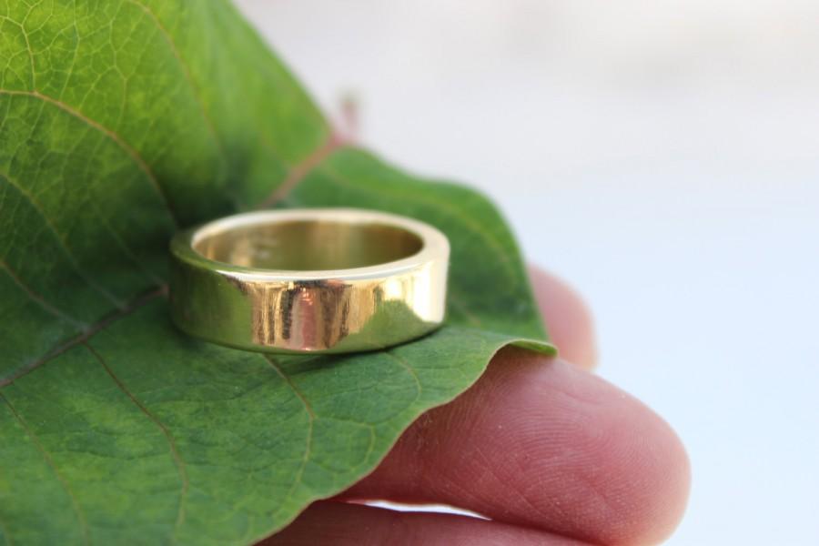 زفاف - Brass Wide Band Ring, Brass Wedding Band, Men, Women, Handmade, Recycled Brass Metal Ring, Elegant, Simple, Minimalist Ring