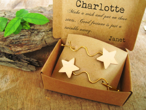 Lucky Star Hair Clips Personalized Message Bridesmaid Best Friend Lucky Star Hair Clips Personalized Message Bridesmaid Best Friend Valentine Wedding Gift Rustic Laser Engraved Wooden
