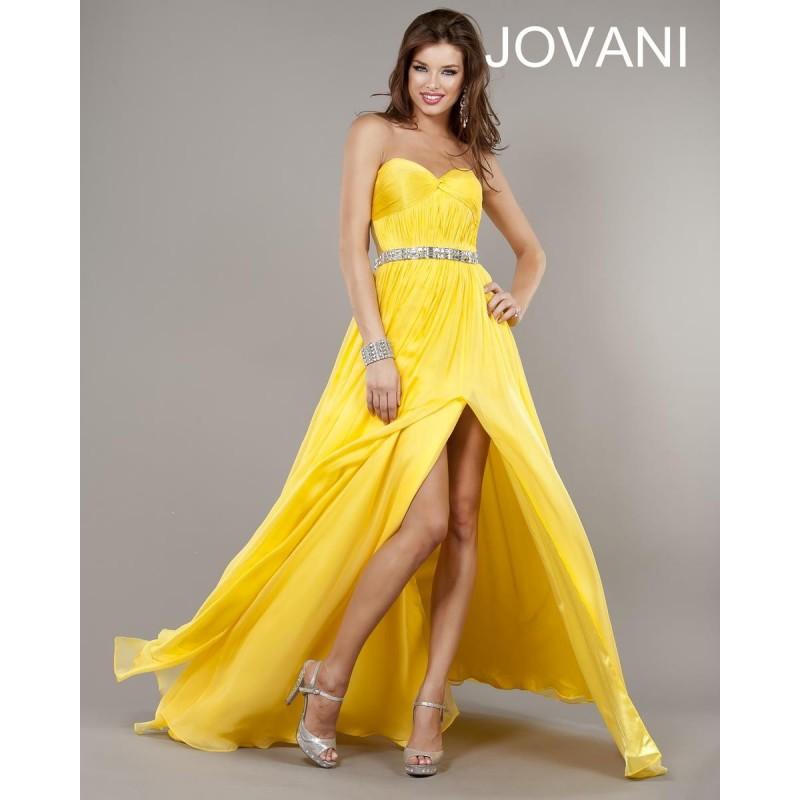 Wedding - Girls Long Ruched Strapless Sweetheart A-line Yellow Empire Chiffon Evening/celebrity/pageant Dress Jovani 2993 - Cheap Discount Evening Gowns