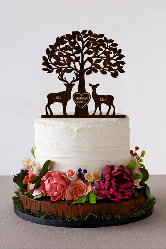 Wedding - Deer Cake Topper Wedding Cake Topper Mr & Mrs Deer Cake Topper Buck and Doe Rustic Country Chic Wedding