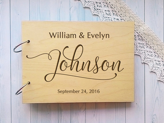 Mariage - Wedding guest book with names Wood Guest Book Rustic Guestbook Custom Guest Book