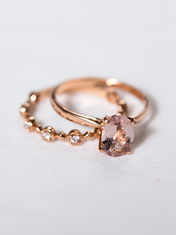 زفاف - Rose Gold Morganite Engagement Ring 