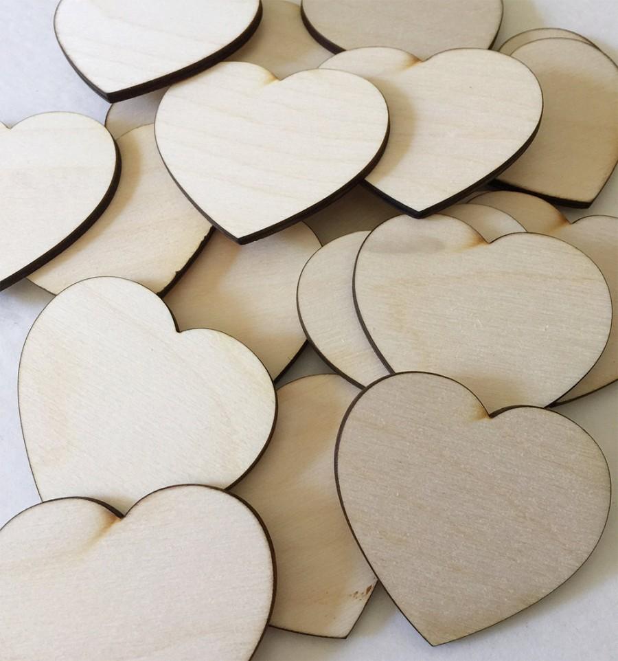 زفاف - 50 2.5 inch wood hearts - unfinished wooden hearts for wedding and parties