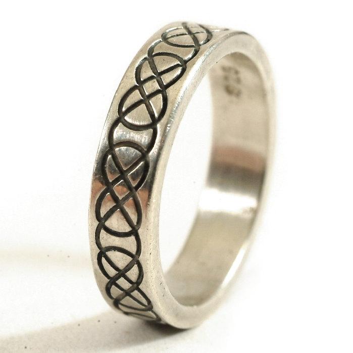 Wedding - Personalized Ring Size in Celtic Wedding Ring with Raised Relief Infinity Knotwork Design in Sterling Silver, Handmade Wedding Ring CR-753
