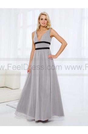 Mariage - A-line V-neck Silver Ruffles Chiffon Sleeveless Ankle-length Mother of the Bride Dress