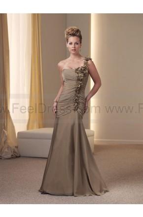 Mariage - A-line One Shoulder Brown Hand-Made Flower Chiffon Sleeveless Floor-length Mother of the Bride Dress