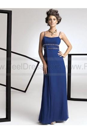 Mariage - A-line Spaghetti Straps Royal Blue Embroidery Chiffon Sleeveless Floor-length Mother of the Bride Dress