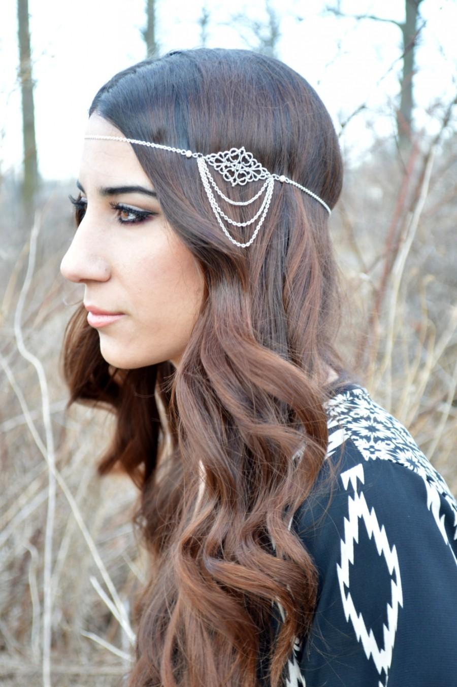 Wedding - Filigree Head Piece // Headdress // Bohemian Head Accessory // Headband //  Hair Accessory // Boho Head Chain