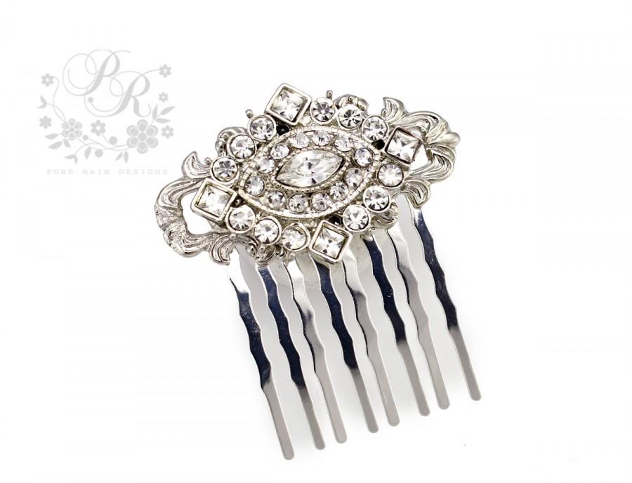 Hochzeit - Wedding Hair Comb Swarovski Clear Crystal Hair Comb Bridal hair comb Hair accessory Wedding Jewelry Bridal Jewelry Bridesmaids Comb rhombus
