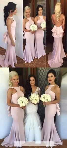Свадьба - Popular Charming Open Back Sexy Mermaid Long Bridesmaid Dresses For Wedding, WG11