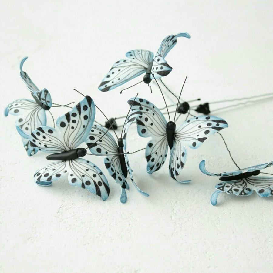 Свадьба - Blue Butterflies Hair Pins Set Wholesale Hairpins Accessory Decoration Butterflies Hair Piece Headpiece Bridal Wedding Hair Dress