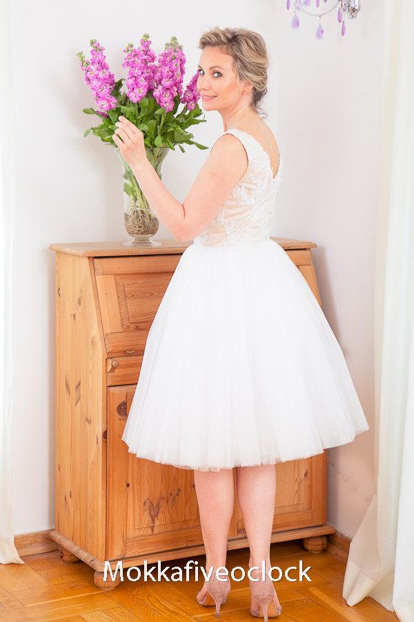 Wedding - Romantic tulle and lace wedding dress with champagne lining
