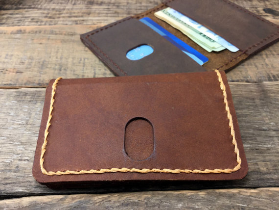 Hochzeit - Minimalist leather Wallet - anniversary leather gifts for men - mens leather wallet - mens personalized gift , NiceLeather-NL102