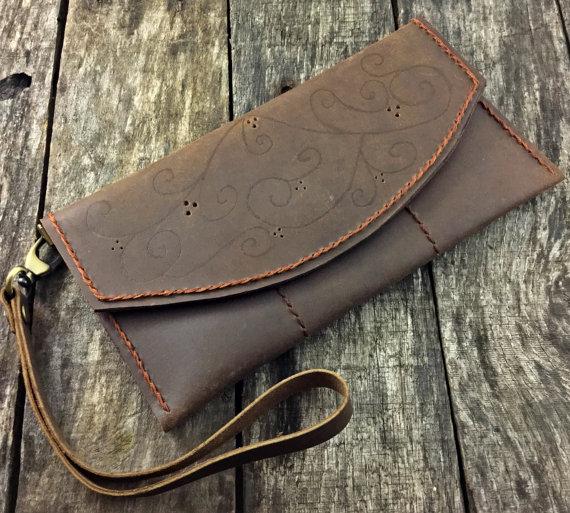 Mariage - Leather Clutch Wallet, IPhone 6 leather Wallet, Leather Purse gift, Personalized Gift For Her, Engagement Leather Gift, NiceLeather-NL107