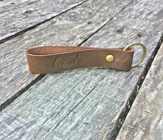 Wedding - Personalized leather Keychains-leather keyfob-anniversary leather gift-personalized leather gift