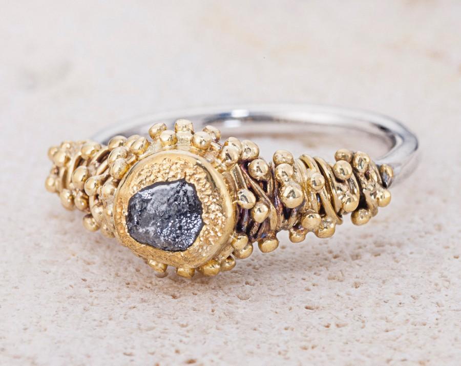 زفاف - Braided Engagement Ring, Uncut Diamond Ring, Unique Engagement Ring, Raw Diamond Ring, 22k Gold Ring, Promise Ring,  - Made to order
