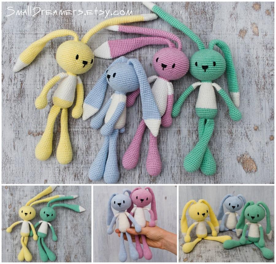 Mariage - Bunny toy Crochet rabbit toy Soft kid's toy Amigurumi animal Plush rabbit Woodland soft animal Soft cotton toy for kids Eco toy Handmade toy