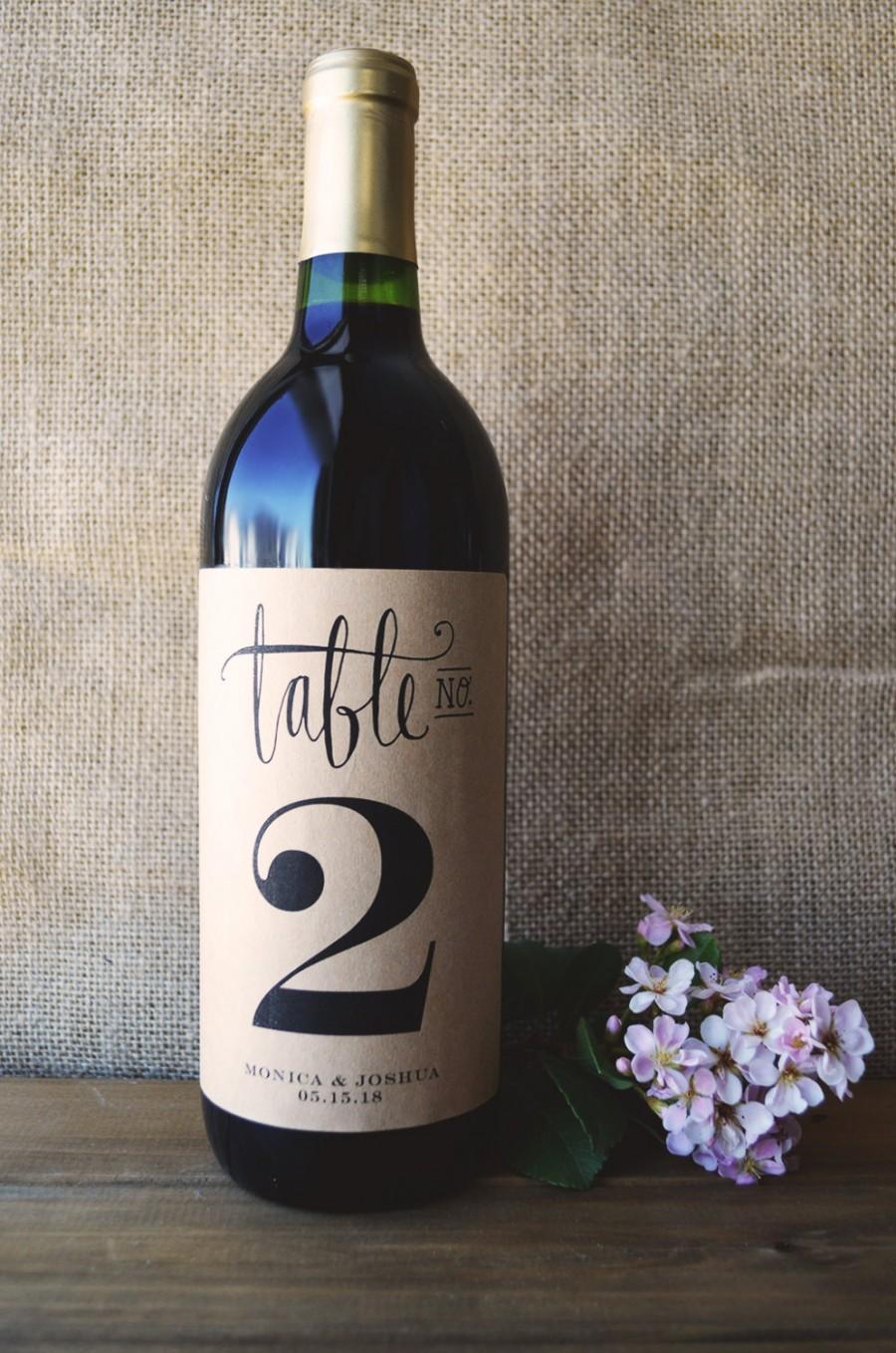Wedding - Wine Table Number - Wine Bottle Table Number  - Wedding Wine Table Number - Wedding Wine Bottle Table Number - Pack of 4 Labels