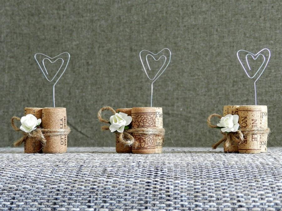 Wedding - Place Card Holders, Wine Tasting Party Decor, Winery Wedding Decor, Wine Cork Place Card Holder, Rustic Wedding Decorations, Set of 15.